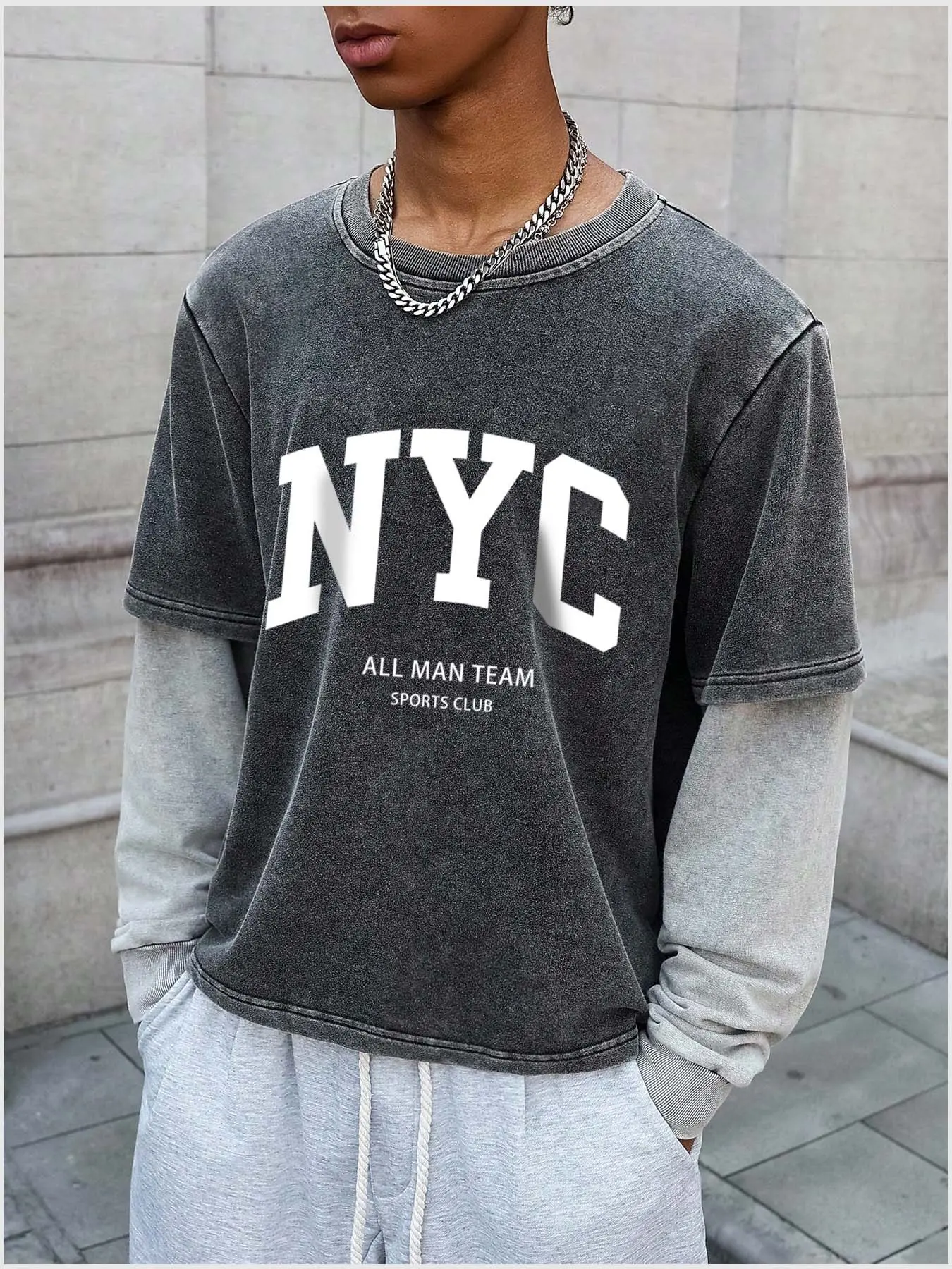 Manfinity Streetrush 1pc Men's Sweatshirt, Minimalist Graphic Chest Patch, Crew Neck Pullover, Sporty Casual Everyday Wear, Commute, Vacation, Back To School, Gift For Boyfriend/Husband, Unisex,Back To School, Emo Style, 2000s Style , Fall
