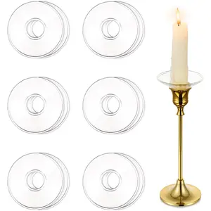 Glass bobeches for candlestick holders 12 pcs candle drip protectors candle rings for tapers candle drip catcher for candle stick candle holder for wedding party church home round clear