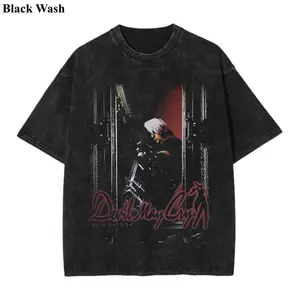 Dante Vintage Wash Tee, Devil May Cry T-shirt, Retro Y2K Video Game T-Shirt, Game Graphic Tees, Unisex Shirt, Game Gift For Fan, Menswear Womenswear Crew Neck Oversize Fit Heavy Cotton