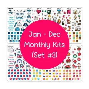 Set #3 12 Months Planner Stickers Bundle | January to December Planner Stickers Bundle | September Back-to-School Theme