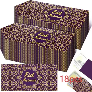 18pcs Eid Mubarak Ramadan Money Envelopes, 6.7 X 3.2 Inch Cash & Gift Card Holder Pockets, Ideal for Eid Al-Fitr, Eid Al-Adha Festivals