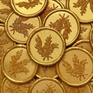 25Pcs Wax Seal Stickers Handmade Envelope Seals Self Adhesive Wax Stickers for Wedding Party Invitations, Envelope, Gift Wrap, Christmas(Rosemary Style, Gold)