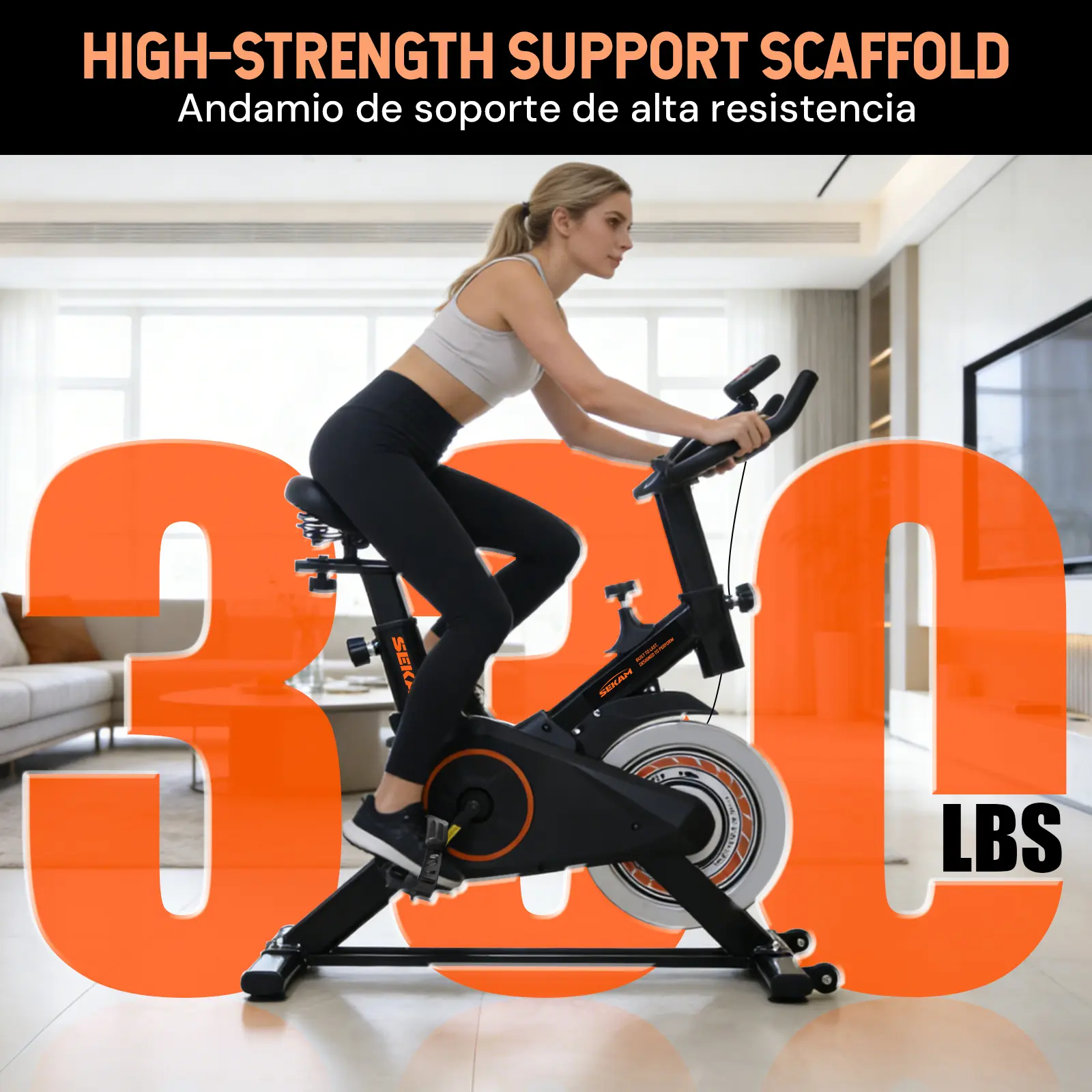 SEKAM Indoor Cycling Bike - Exercise Fitness Equipment, 330lbs Capacity, Ultra Quiet Belt Drive, Digital Display, Adjustable Seat, At-Home Workout Solution