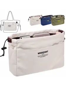 Lightweight Canvas Drawstring Organizer Bag, Large Capacity Travel Storage Bag for Cosmetics, Electronics & Accessories, Casual Style Storage Bag, Travel Essentials Carryall