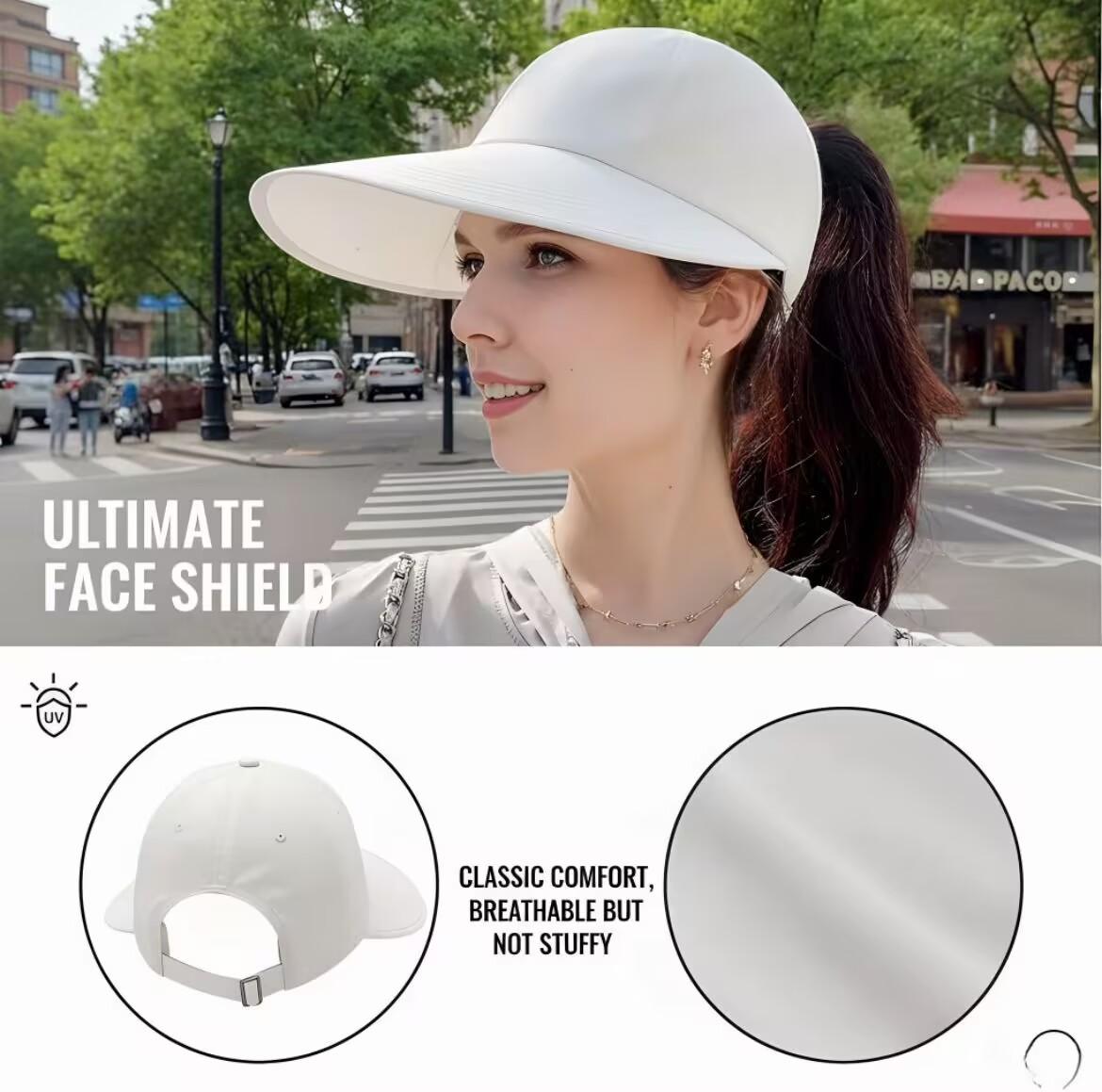 2-Pack UPF Sun Protection Baseball Hat for Men and Women - Lightweight, Adjustable Velcro Closure, Wide Brim Outdoor Sports Hat, All-Season Elastic Design (White/Gray/Black)