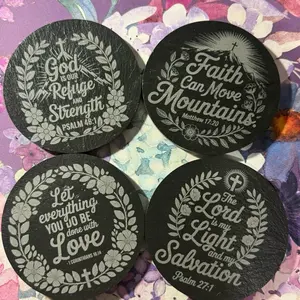 Bible Verse Slate Coasters - Set of 4