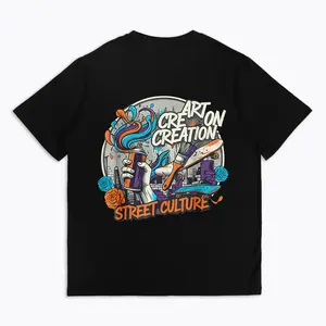 Urban Art Creation T-shirt Street Culture Graffiti Spray Paint Graphic Tee for Men Trendy Artistic Apparel for Creative Expression