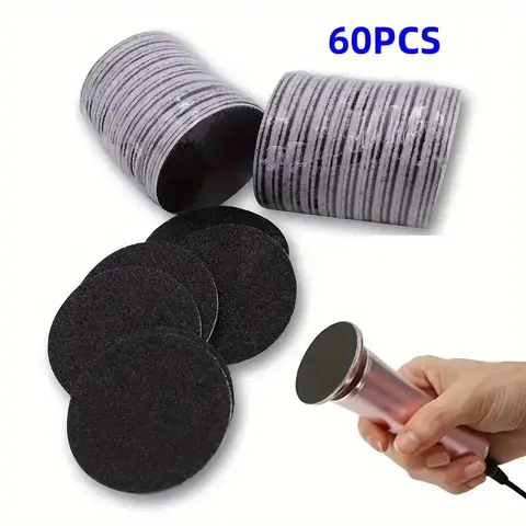 Sanding Discs for Electric Foot File Replacement, 60pcs/box Foot File Sanding Paper Rounds, Pedicure Care Tool, DIY Pedicure, Foot Care Tool Accessories for Dead Skin Removal, Disposable Foot File, Dead Skin Removal for Feet