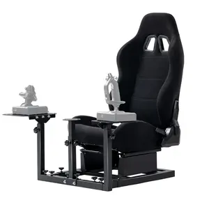 Supllueer Flight Game Black Seat Mount with Double Multiple Shift Lever Compatible with Logitech,Thrustmaster,Hotas Warthog, G29 G27 G923,Flight Sim Stand, Steering Wheel Pedal Shifter Not Included