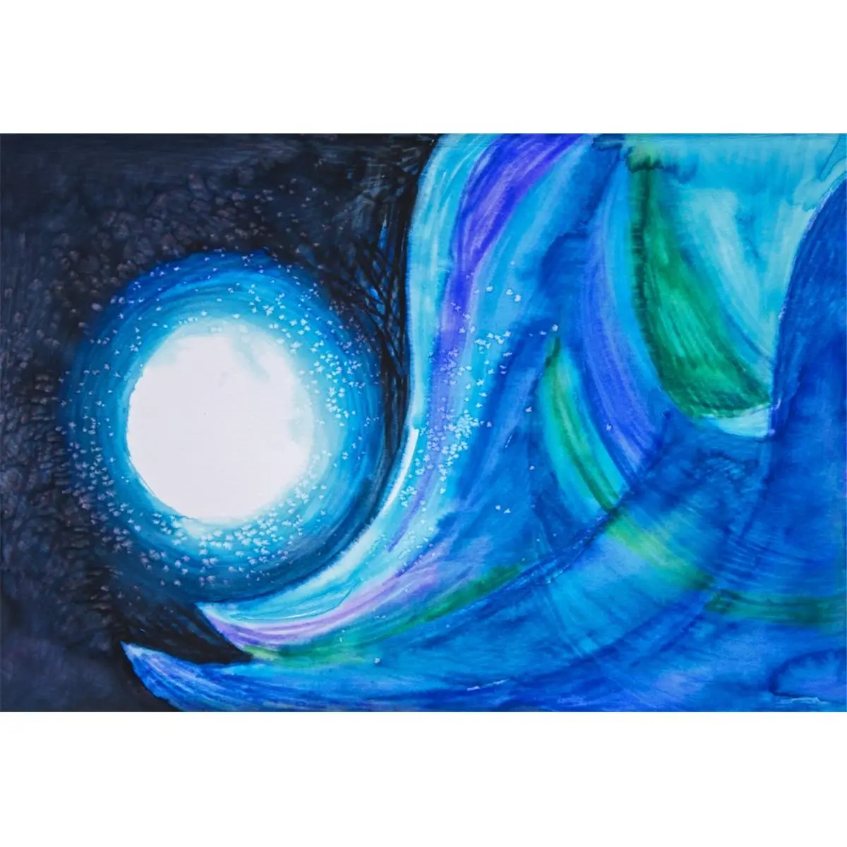Abstract Painting with Blues & Greens Poster Print - 18 x 12 in.