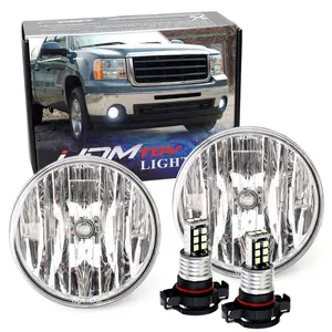 iJDMTOY Clear Lens Fog Light Kit with 15-SMD Super Bright Xenon White LED Bulbs Truck Fog Lamp For 2007-2013 GMC Sierra 1500 2500 3500