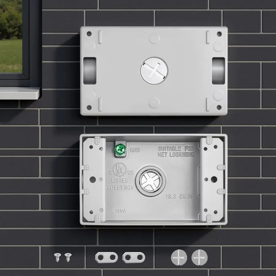 VEVOR Outdoor Electrical Box, 4.5x 2.8x 2 in, Weatherproof Outlet Junction Box, Suitable 1/2-Inch or 3/4-Inch Electrical Conduit, 18.3 Cu. In Large Capacity Plug Receptacle Protector, 4PCS, Gray