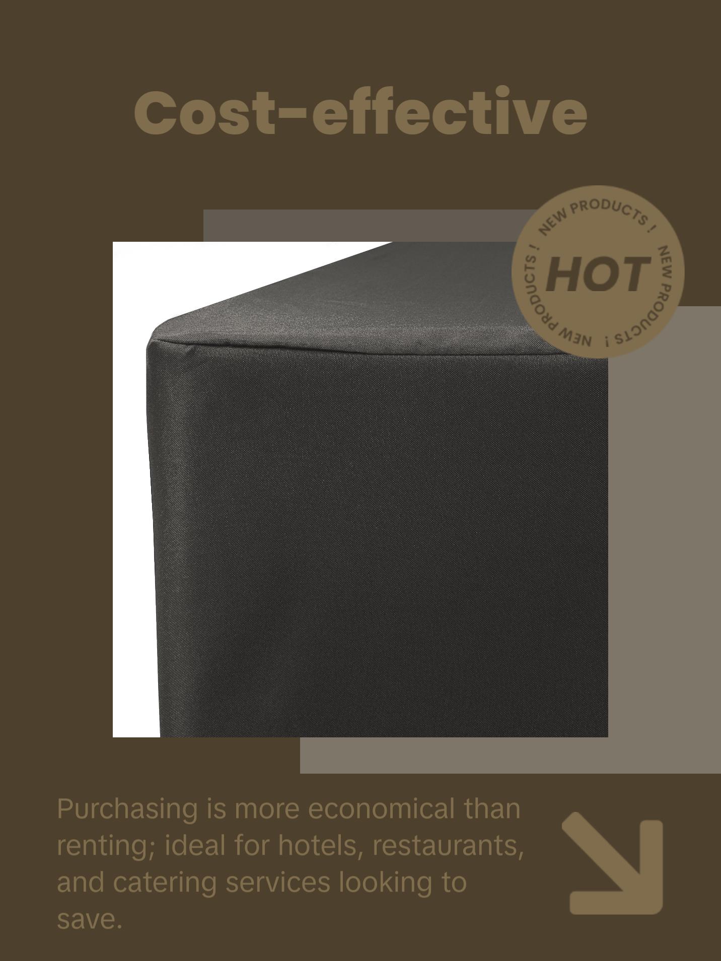 8 ft. Polyester Fitted Tablecloth Rectangular Black