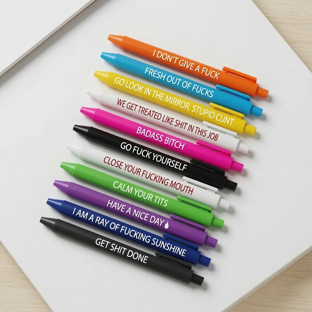11PCS Funny Ballpoint Pen Set - Novelty Black Ink Writing Pens with Funny Quotes, Ideal for Office, Desk Use and Coworkers Gifts
