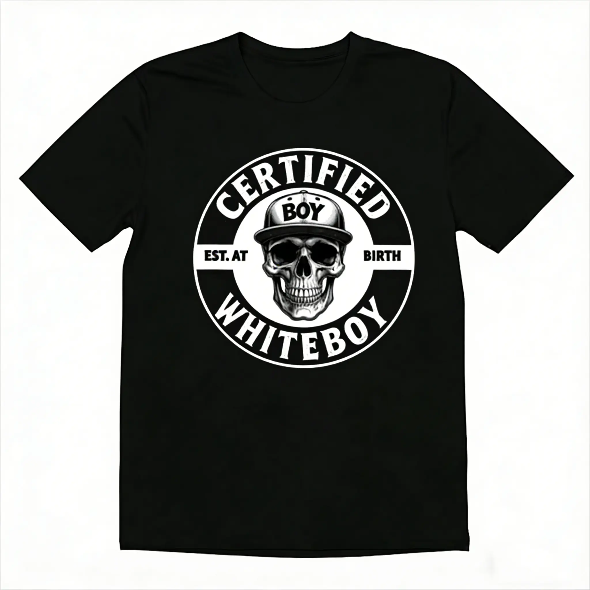 Mens Cotton T-Shirt - Menswear, Short-Sleeve Round Neck, Soft Breathable Skull Print, Casual Streetwear Top for Avant-Garde Urban Dark Aesthetic Fashion