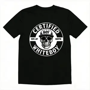 Whiteboy skull print T-shirt, streetwear, avant-garde skull print urban style T-shirt, dark aesthetic street fashion T-shirt, unisex T-shirt.
