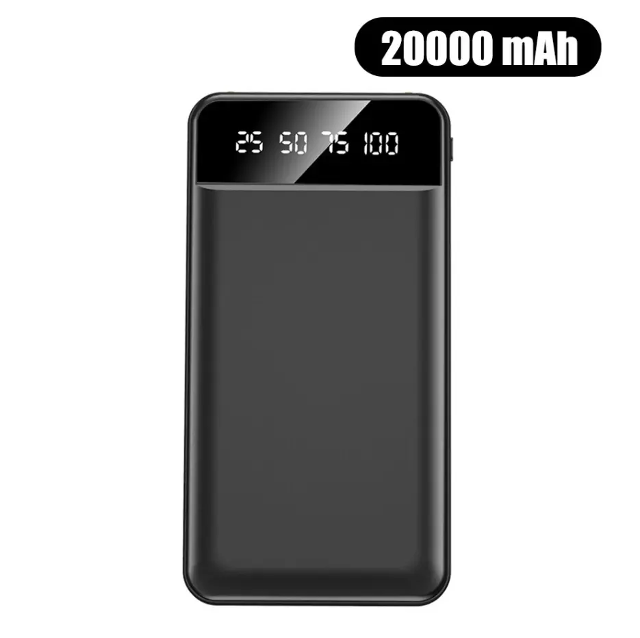 20000mAh Large Capacity Digital Display Portable Power Bank with Shell Protection for Mobile Phones, iPhones, Android Devices, Cameras, Fast Charging