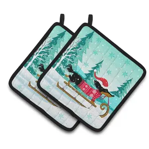 Carolines Treasures  Merry Christmas Dachshund Pair of Pot Holders