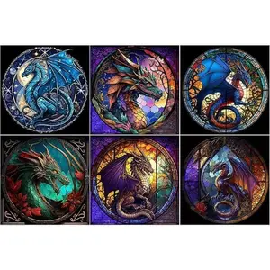6 piece Dragon Adult Diamond Painting Set 5D Diamond Art Set DIY Full Diamond Gemstone Art and Craft Home Decoration Custom Colorful