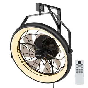 VEVOR Wall Mounted Fan with Lights, 21 inch Wall Mount Fan with Remote, 6 Speeds Plug in Wall Fan, Timer, 360Adjustable Tilt for Bedroom, Garage, Workshop (Compatible 4 E26 Bulb Sockets, No Bulb)VEVOR Super Brand Day