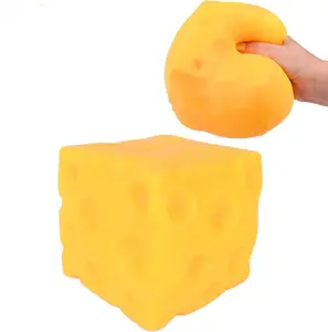 Squishy Cheese Block - Yellow, moldable fidget Toy with Squeeze Feature, Ideal for Play and Relaxation