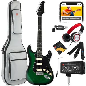 Best Choice Products Beginner Electric Guitar Kit w/ Headphone Amp, Padded Gig-Bag, Headphones