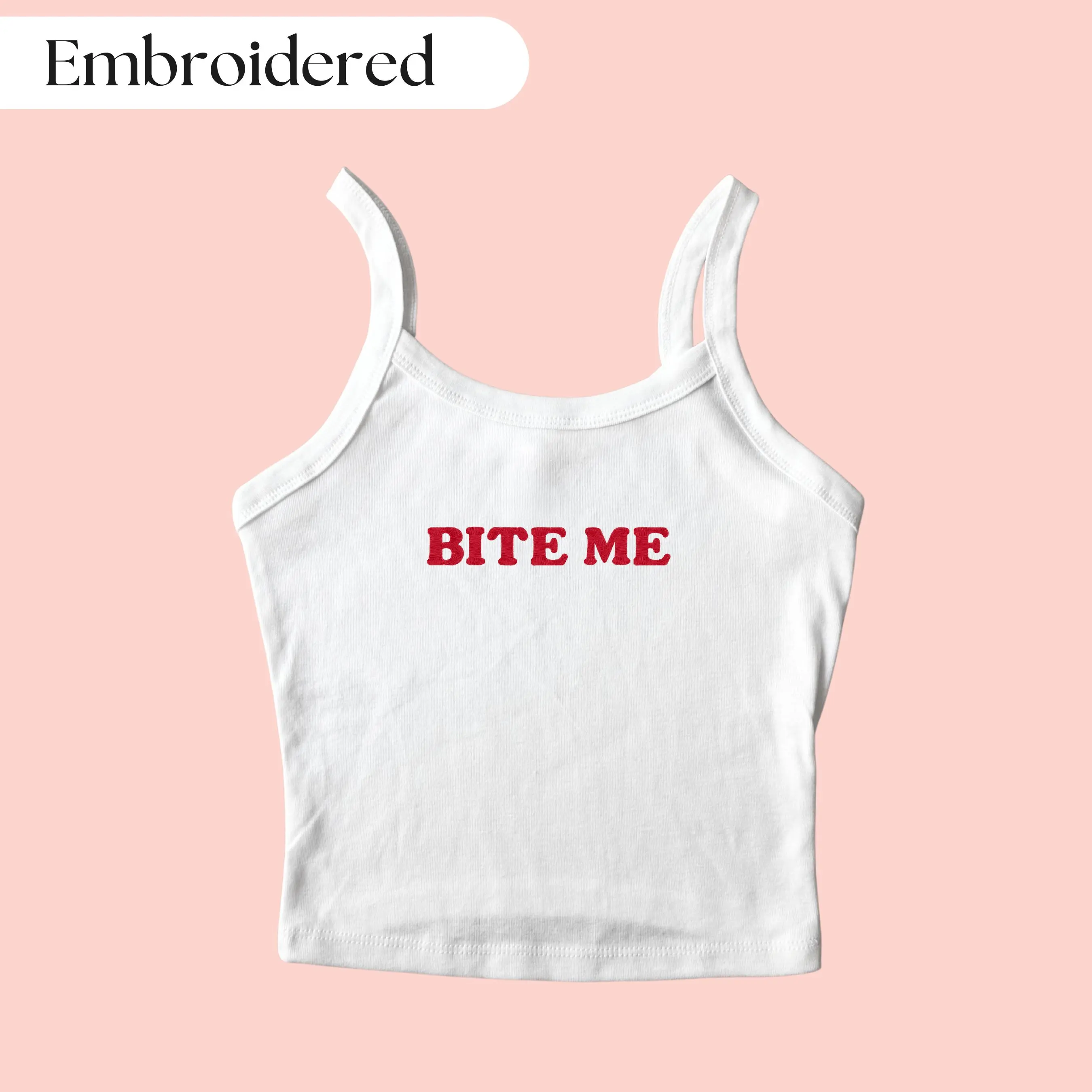 Bite Me Tank Top Embroidered, Embroidered Tank Top, Custom Tank Top, Custom Embroidered Tank Top, Y2K Tank Top, Concert Tank Top