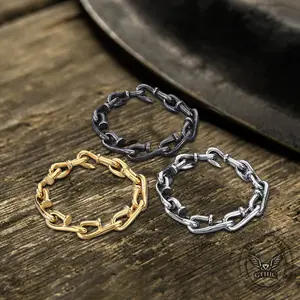 GTHIC Vintage Punk Bent Nail Stainless Steel Bracelet for Men and Women Birthday Gifts Fashion Accessories Daily Wear