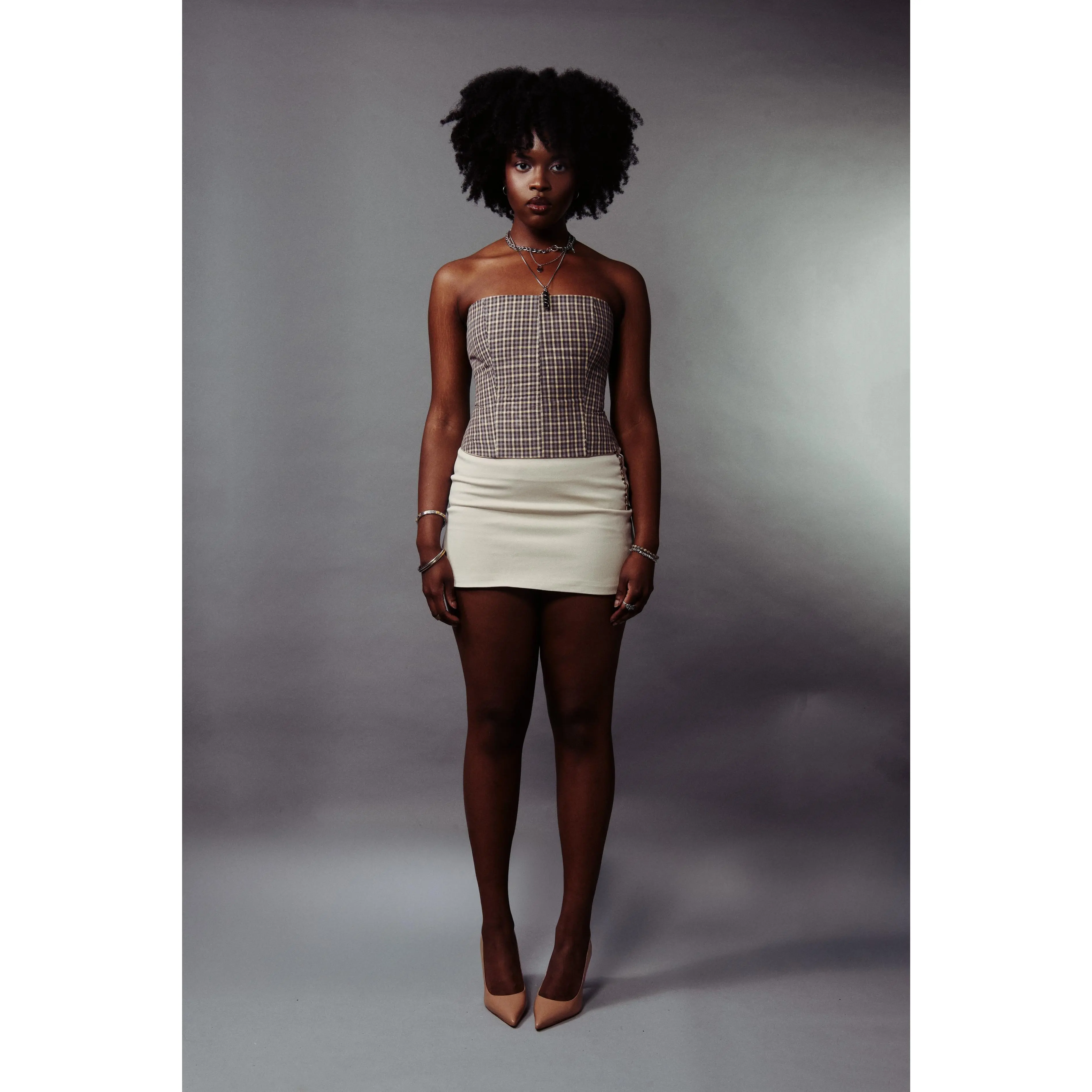JANE CORSET in GREY PLAID