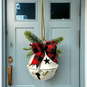 [Christmas Bell] Christmas 1pc Bell with Bow and Grass Door Hanger | Holiday Decoration