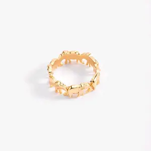 Elephant Ring with 4 Layers 18k Gold Plating for Women Size 8 Elegant Fashion Accessory