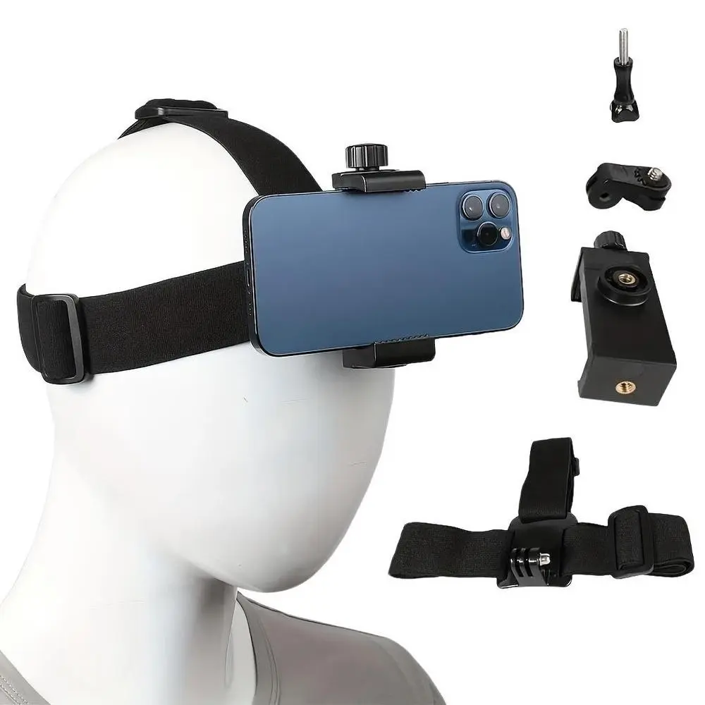 Head Strap Cell Phone Holder Headband Mounting Kit Cell Phone Mounting Bracket For Gopro Hero 11 10 9 8 7 Action Camera Phone Accessory Camera Accessories