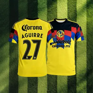 27# Rodrigo Aguirre 25 26 Mexico LIGA MX Club America Home Yellow Short Sleeve Soccer Jersey Fans Version Breathable