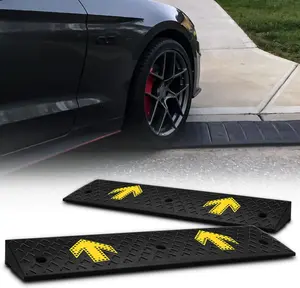 3" Rise Threshold Ramp for Doorways, 37.5" Wide Heavy Duty Rubber Non-Slip Driveway Curb Ramp for Wheelchair, Car, Truck, Motorcycle, Loading Dock, 2-Pack