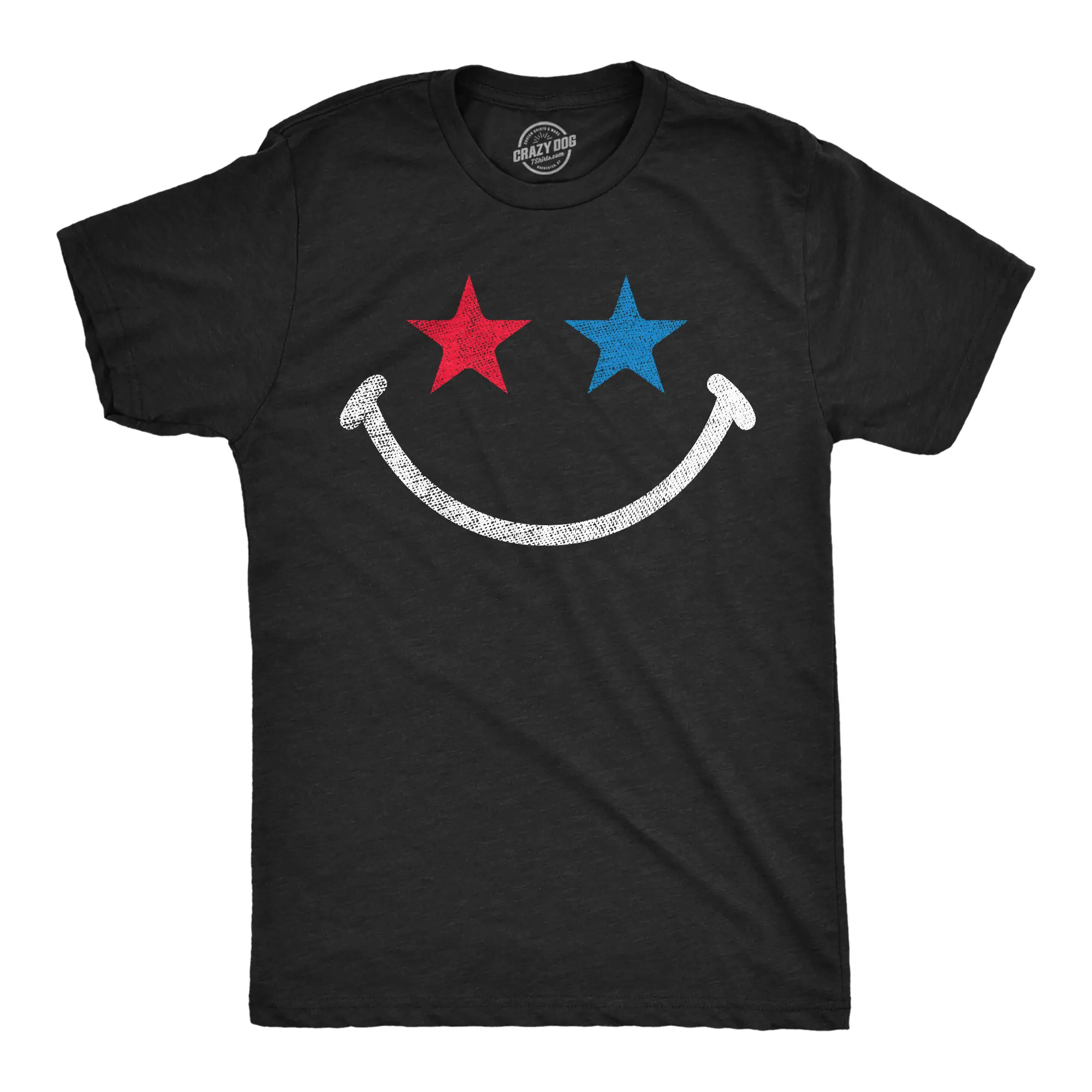 Mens Funny T Shirts Red White And Blue Smile Fourth Of July Tee For Men Mens Funny T Shirts Cool Vintage Fashion T-Shirt Gift Classic Menswear Patriotic Apparel for Men Novelty Tees for Guys Black -