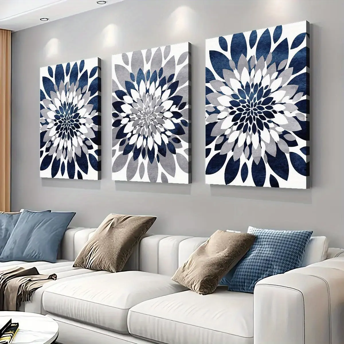 3-Piece Framed Canvas Wall Art, Elegant Floral & Abstract Themed 2D Flat Waterproof Glossy Photo Prints, Suitable for Kitchen Interior Luxury Decoration, Bedroom, Home Office Gifting (Easter, Mother's Day), Floral Print, Three Pieces