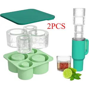 Buy 1 Get 1 free One Cube, Long-Lasting Chill | Silicone Mold with Lid | Fits 20-40oz Tumblers | Easy Release (Pink)