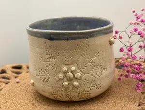 Big snowflake Hand made cup/ wine/ champagne cup: Stoneware.