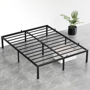 14 Inch Queen Bed Frame No Box Spring Needed, Heavy Duty Queen Platform Metal Bed Frame with Metal Slats, Easy Assembly, Noise Free, Black