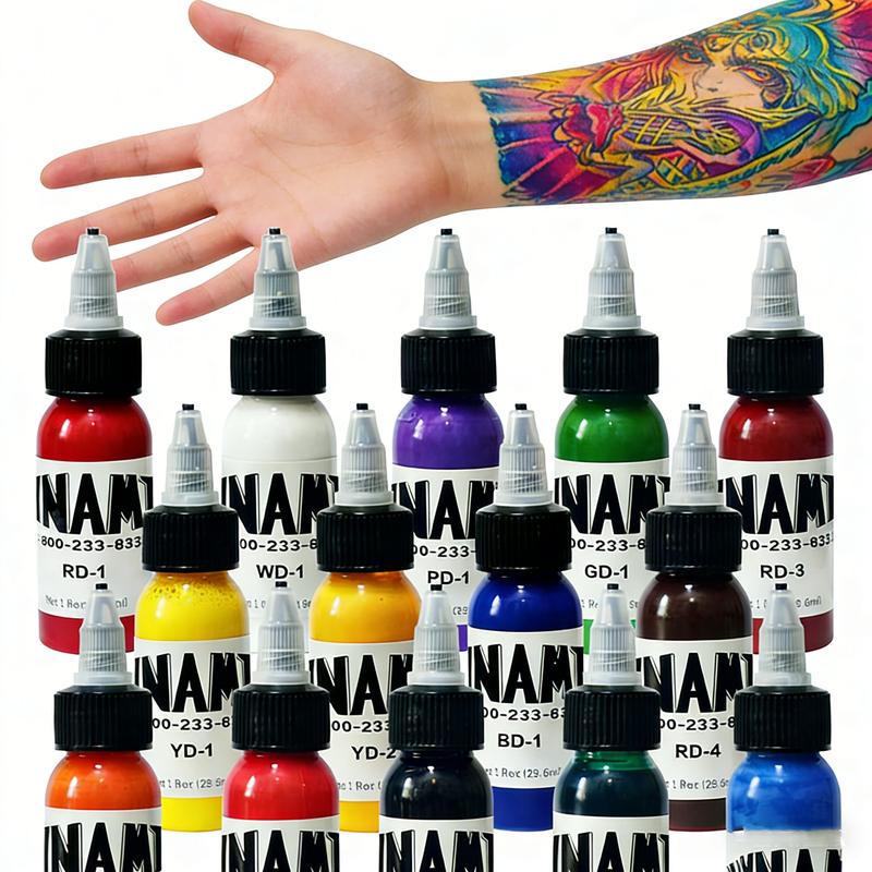14-piece suit tattoo ink has high saturation, is easy to color, and is waterproof and never fades. It is a must-have for 3D makeup, tattoo,skin care and body art, which opens up unlimited possibilities for professional tattoo creation.