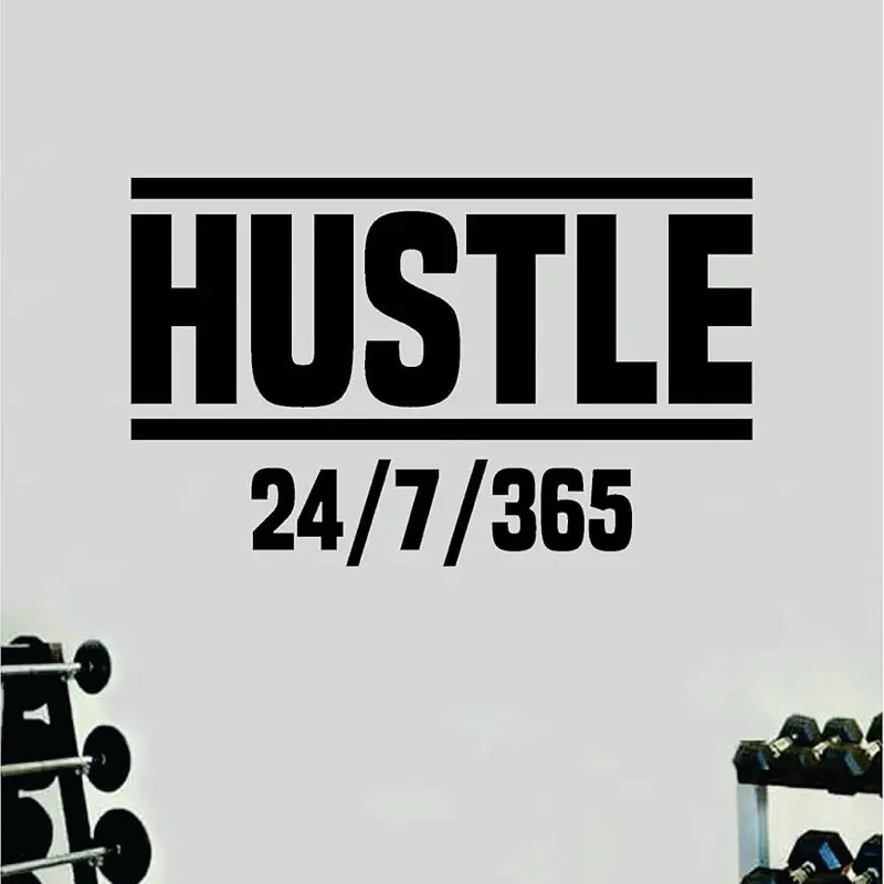Hustle 24 7 365 Wall Decal Vinyl Sticker Gym Quote Home Decor Fitness