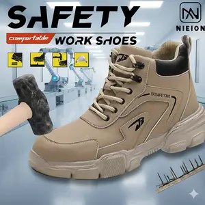 Outdoorfun Safety Shoes: Anti-Smack & Anti-Puncture, Khaki, Closed Toe for Worker & Boy Safety