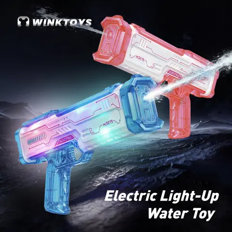 Light-Up Electric Water Toy, winktoy, LED Glow, Cool Sound Effects,Long Range Spray 20-23ft, Large Capacity Water Tank, Summer Outdoor Pool Toy, Water Fight Toy, Party Toy, Cool Gifts
