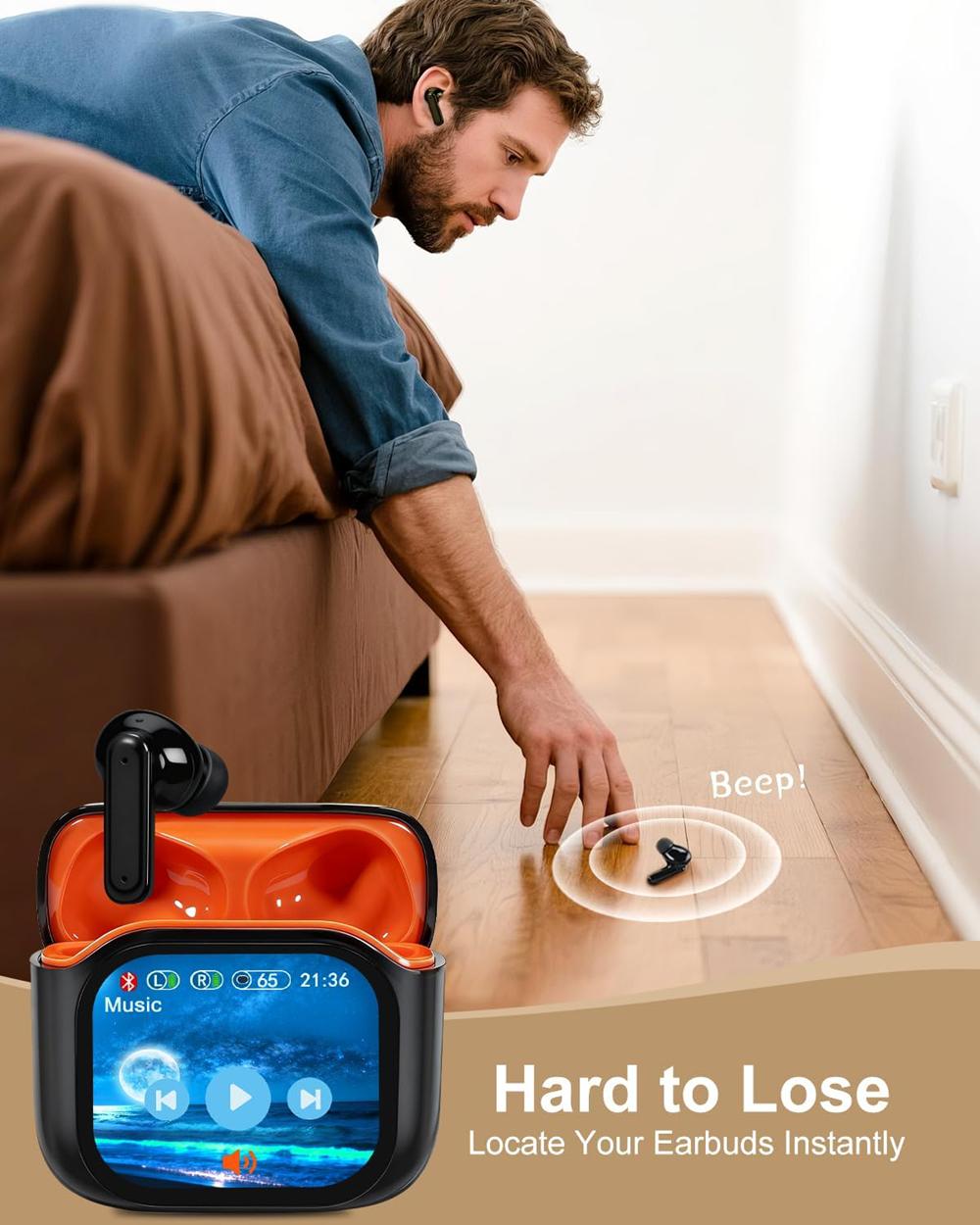 KEAI BY16 Bluetooth 5.4 Earphones LED Touch Display High Fidelity Wireless Earbuds | Suitable for Office, Audio Calls, Study and Sports | Built-in Microphon | Waterproof Headphones