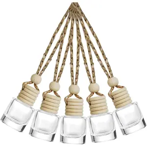 5PCs Hanging Car Air Freshener, Empty Glass Perfume Bottlespendant Bottle, Air Freshener Pendant
