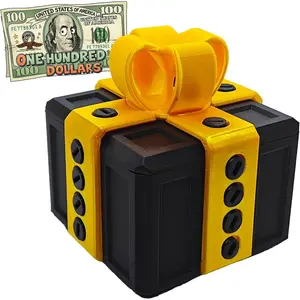 Annoying Gift Box with Screws, 3D Printed Puzzle Money Gift Box, Large Surprise Prank Box for Cash, Christmas Birthday Gag Gift (Black Gold)