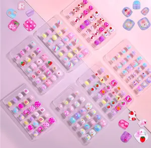 168Pcs Kids Press on Nails Set for Little Girls, Shynek Mini Fake Nails for Kids Pre Glue Stickers Nails Full Cover Small Nail Tips for Girls Gifts 8-10 (Extra Small Nail Size)