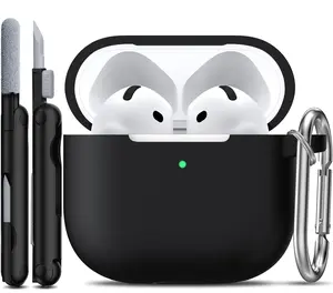 AirPods 4 Case with Cleaner Kit,Full Protective Soft Skin Silicone Cover with Keychain for AirPods 4 Gen Case for Men Women,Compatible with Apple AirPods 4th Genaration case 2024