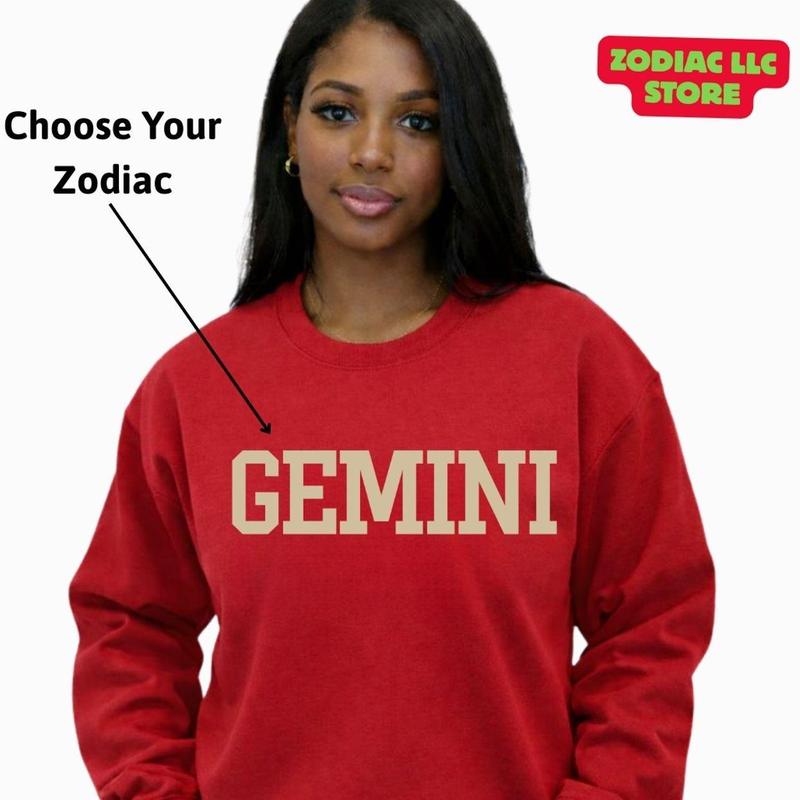 Full 12 ZODIAC SWEATSHIRT– Zodiac Astrology Sign Unisex Crewneck for Men and Women, Cozy Horoscope Pullover Letter Design, Perfect Gift for Zodiac Lovers - AG