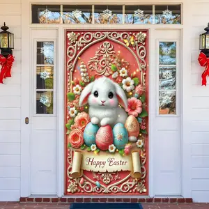 Easter Bunny Door Decoration, Happy Easter Egg Design, Durable & Washable Material, Perfect for Home Party Use